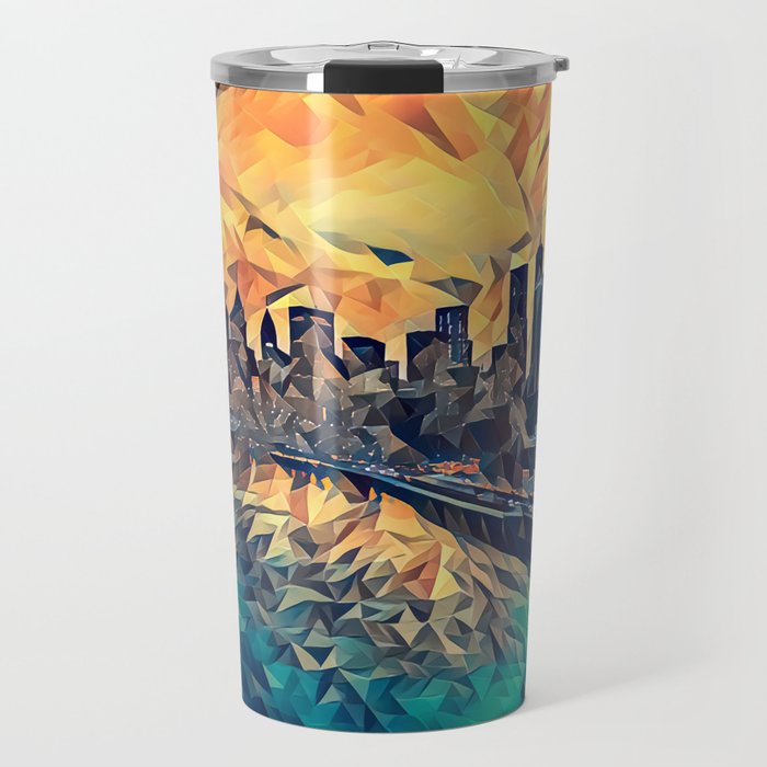 Brooklyn Bridge and Manhattan skyline in New York City Travel Mug