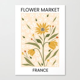 Flower Market | France | Floral Art Poster Canvas Print