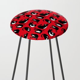 Funny Black Red Cat Fitness Counter Stool
