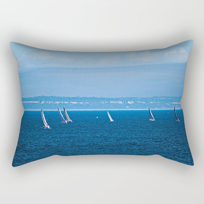 Regatta Sailboats Sailing Seascape 4 Rectangular Pillow