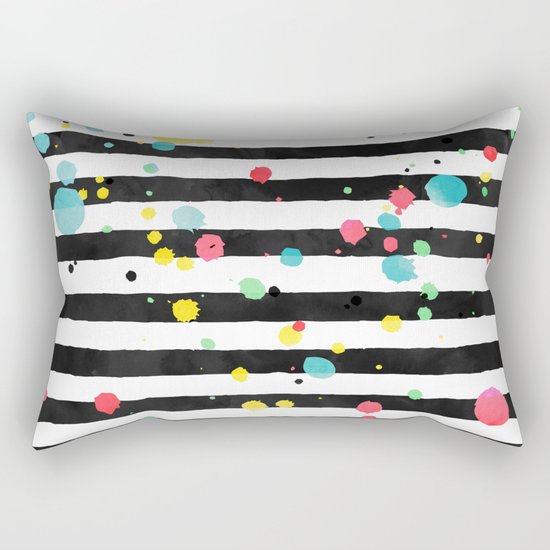 Watercolor splatters on stripes Rectangular Pillow