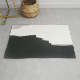 Beige Black and White Abstract Painting Rug