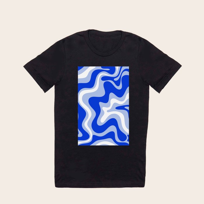 Retro Liquid Swirl Abstract Pattern Royal Blue Light Blue and