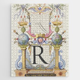 Vintage calligraphy art 'R' Jigsaw Puzzle