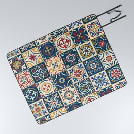 Moroccan Tiles Pattern Multicolor Picnic Blanket