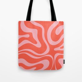 Double Pink Liquid Swirl Retro Modern Abstract Pattern Tote Bag