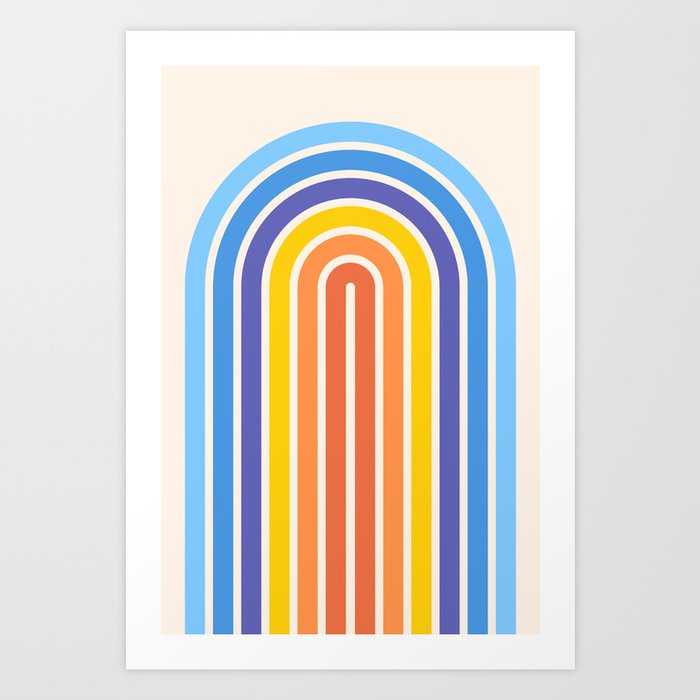 Retro Rainbow Stripes Art Print