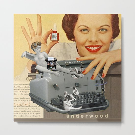 Friday Night in the Typing Pool Metal Print