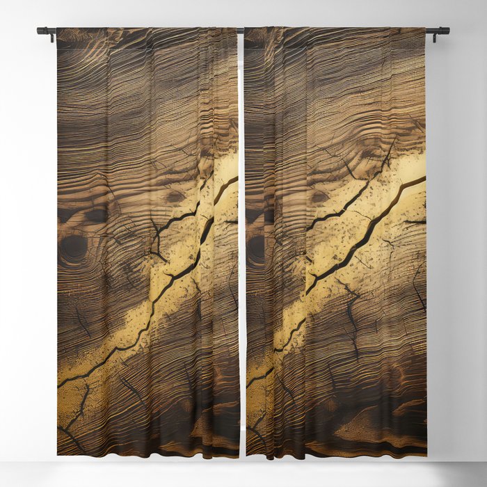 Brown Gold Wood Look 1 Blackout Curtain