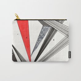 Just a Bit of Red Carry-All Pouch | Red, Art, Handmade, Black, Ink Drawing, Lines, Ink Pen, Inkdrawing, Angles, Colored Pencil 