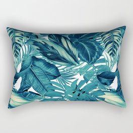 dark green luxury tropical leaves pattern the future is green Rectangular Pillow