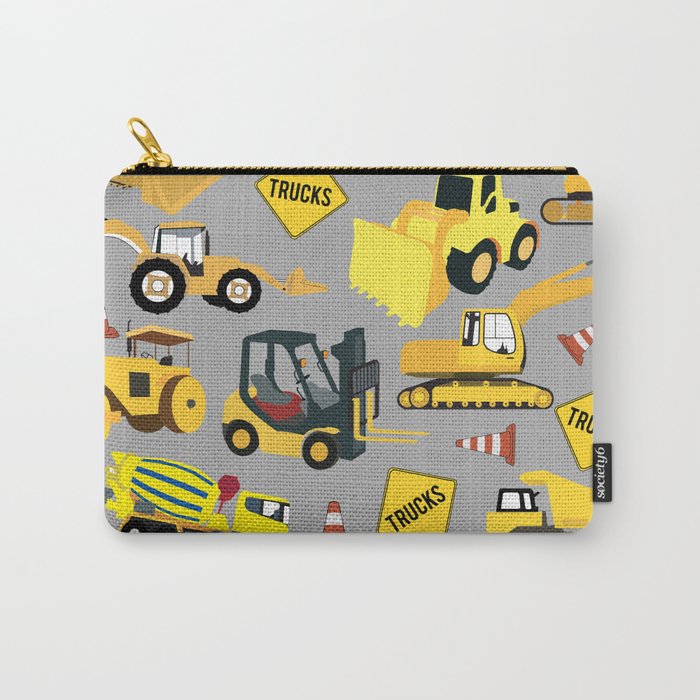Construction Trucks Pattern - Excavator, Dump Truck, Backhoe and more.  Wrapping Paper by iDove Design