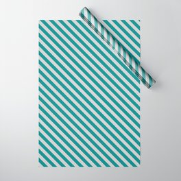 [ Thumbnail: Dark Cyan & Light Grey Colored Lines/Stripes Pattern Wrapping Paper ]