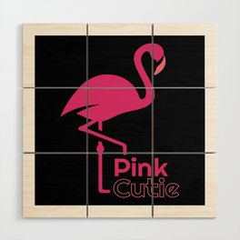Pink Cutie Flamingo Bird Wood Wall Art