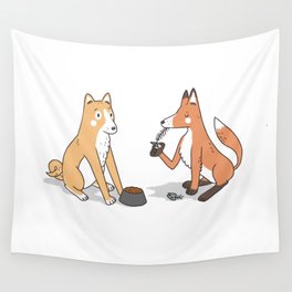 Shiba and fox Wall Tapestry