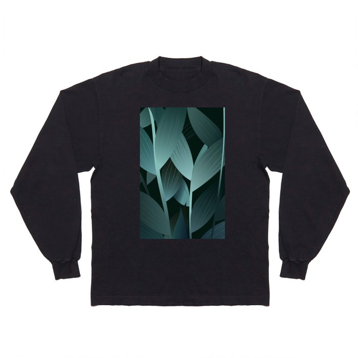 Leafy - Dark Leaf Minimalistic Art Design  Long Sleeve T Shirt