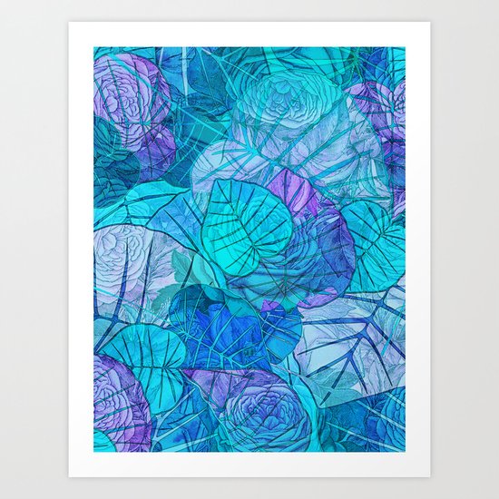 Leaves in Rosy Background 3 Art Print