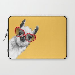 Fashion Hipster Llama with Glasses Laptop Sleeve