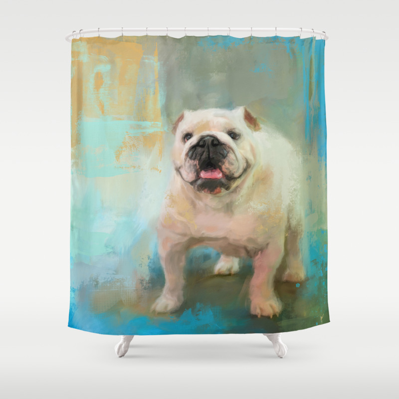 White English Bulldog Shower Curtain By, English Bulldog Shower Curtain