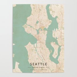 Seattle, United States - Vintage Map Poster