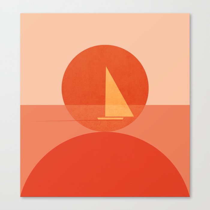 Abstraction_Sunset_Ocean_Sailing_Minimalism_001 Canvas Print