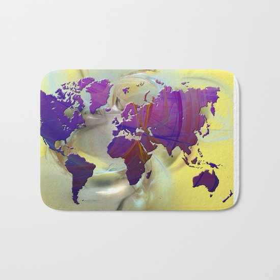 World Map Bath Mat