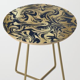 Marble Swirl in Navy and Gold Side Table