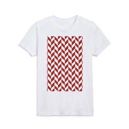 Herringbone (Maroon & White Pattern) Kids T Shirt