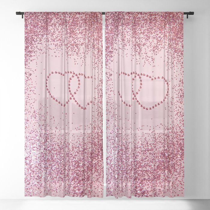 In Love Sparkling Glitter Hearts #2 (Faux Glitter) #red #decor #art #society6 Sheer Curtain
