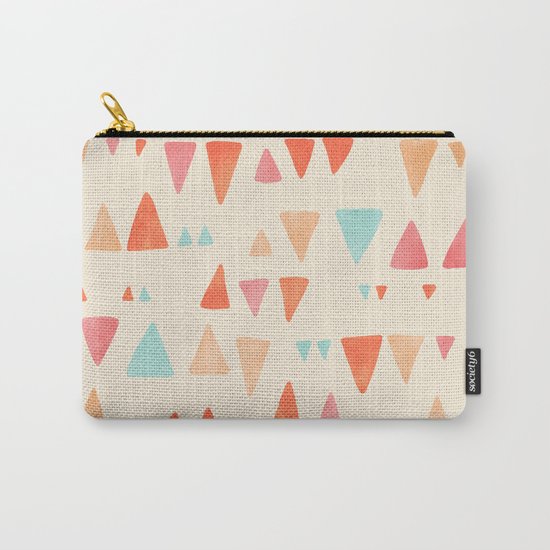 Back & Forth - triangle abstract pattern in peach, aqua & cream Carry-All Pouch