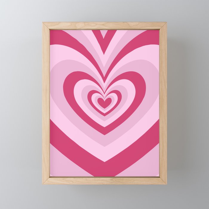 Valentines Beating Hearts (Pink + Red) Framed Mini Art Print