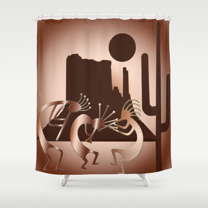 Kokopelli in the Southwest Brown Shower Curtain