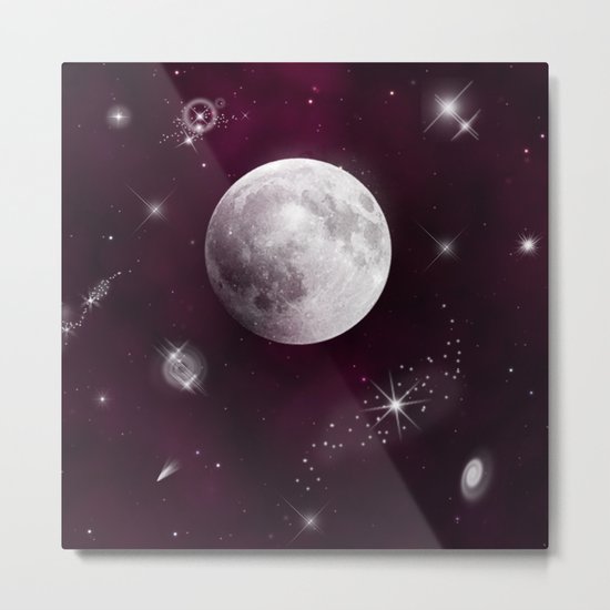 Night Sky in Purple Metal Print