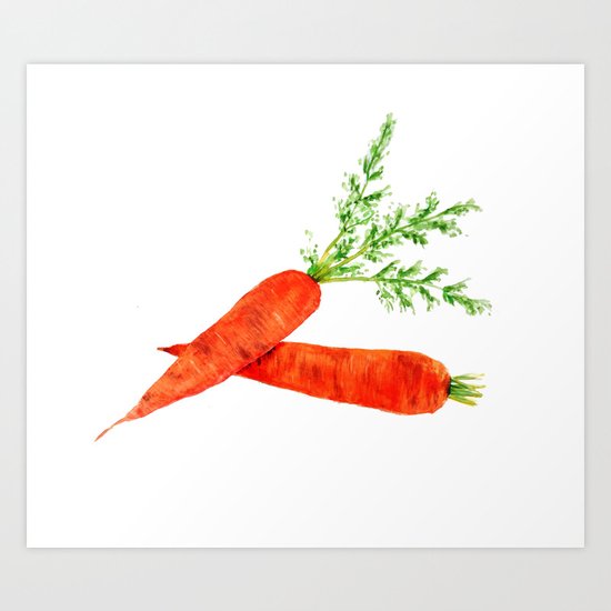 orange carrot watercolor painting Art Print
