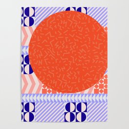 Sunny Sun Day Retro Patterned Abstract Art Poster
