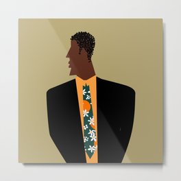 Midnight Citrus - Gentleman No 02 Metal Print | Orangeblossom, Suitandtie, Blacklives, Famu, Africanamerican, Vectorart, Orangeandgreen, Afro, Hbcu, Blackdad 