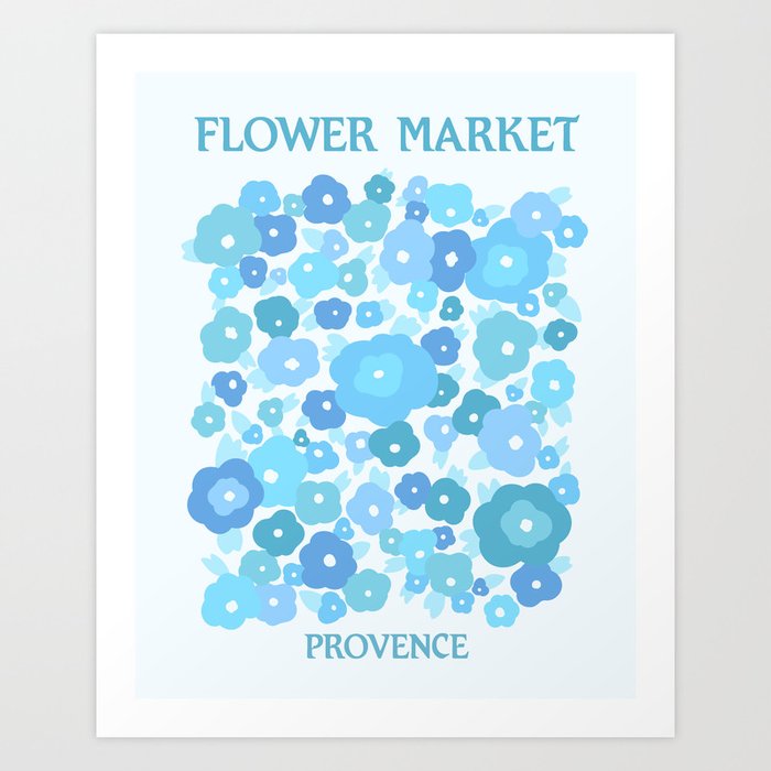 Flower Market Blue Provence Art Print