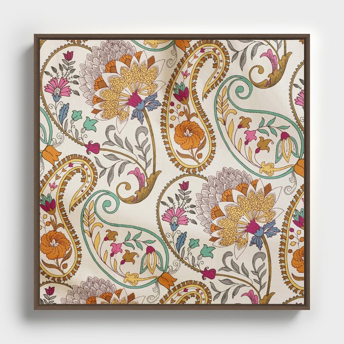 Granny Chic Floral Paisley Fabric Framed Canvas