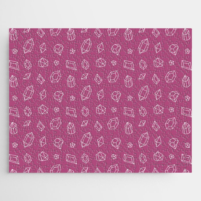 Magenta and White Gems Pattern Jigsaw Puzzle
