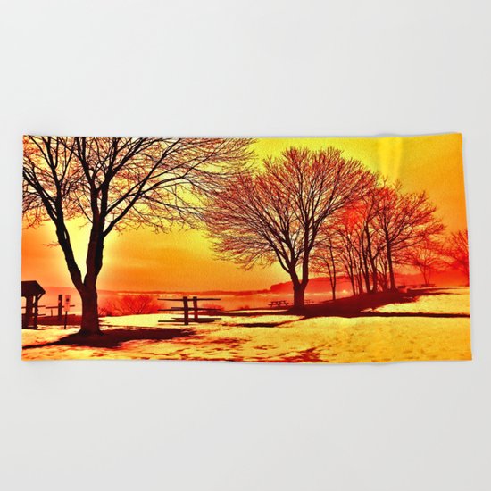 Autumn Lake Beach Towel