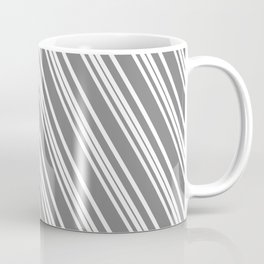 [ Thumbnail: White and Grey Colored Lined/Striped Pattern Coffee Mug ]