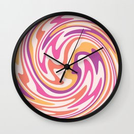 70s retro swirl sunset psychedelic Wall Clock