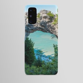 Looking at Lake Michigan through Arch Rock on Mackinac Island in Michigan Android Case