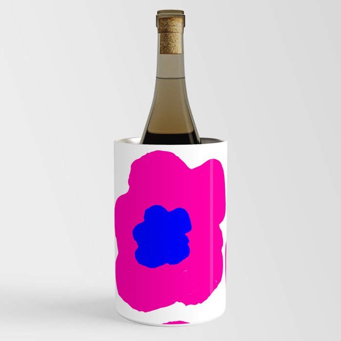 Large Pop-Art Retro Flowers in Bright Blue Pink on White Background #society6 #decor #pretty #buyart Wine Chiller