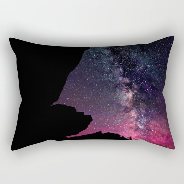 Milky Way Rock Fuchsia Purple Teal Rectangular Pillow