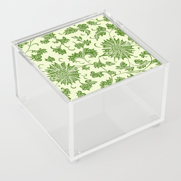 Modern William Morris Green Floral Pattern  Acrylic Box