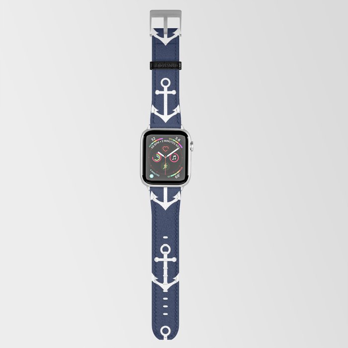 Navy Blue Nautical Anchor Pattern Apple Watch Band by