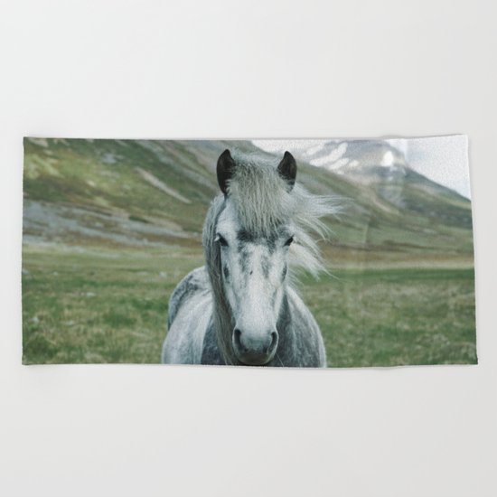 Grey Horse Beach Towel