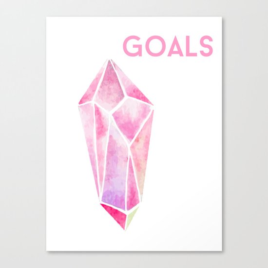 GOALS Watercolor Pink Crystal Minimalist Boss Lady Inspirational Typography Motivational Canvas Print