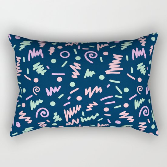Zola - bright happy fun pattern navy blue pastel shapes charlotte winter Rectangular Pillow